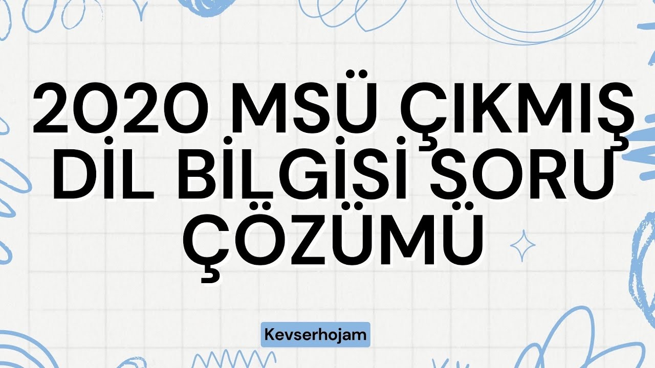 2020 MSÜ ÇIKMIŞ DİL BİLGİSİ SORU ÇÖZÜMÜ #kpss #tyt #türkçe #msü #2024
