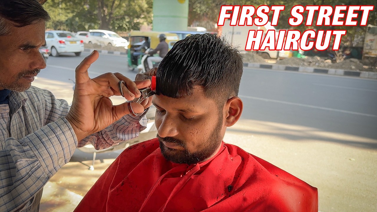 My FIRST EXPERIENCE Street Haircut By Indian Barber | Only $0.50 | ASMR Gautam