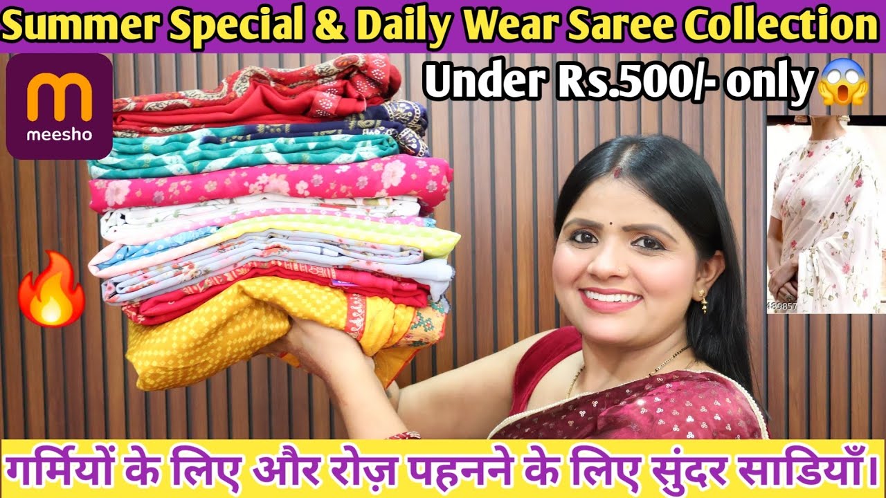 Meesho Huge Summer Special Saree Haul Under ₹500 😍 | Daily Wear Sarees Starting ₹300 Only | Part 1