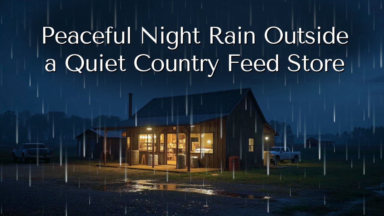 Peaceful Night Rain Outside a Quiet Country Feed Store | Deep Sleep Rain Sounds