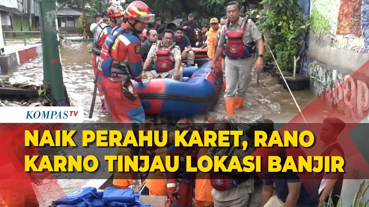 Naik Perahu Karet, Wagub Jakarta Rano Karno Tinjau Banjir di Lebak Bulus