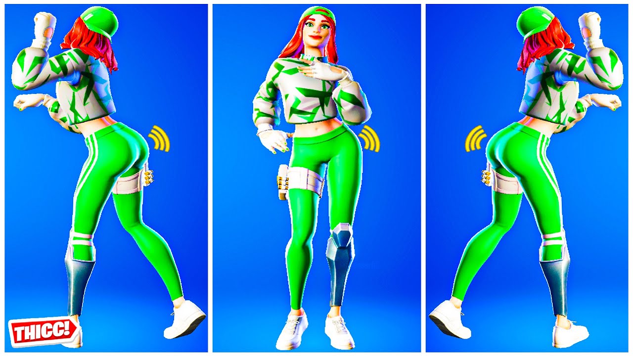 Fortnite Chance Skin Showcase Thicc 🍑Green Ruby Outfit 😘Best Tiktok Emotes And Dances 💗😍🔥
