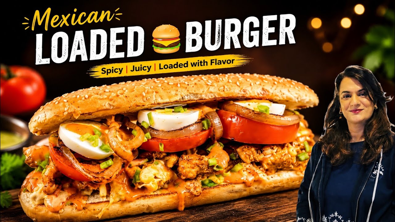 Mexican Loaded Burger | Chicken Loaded Burger | Best Chicken Burger Recipe | Niliz Cook Book 