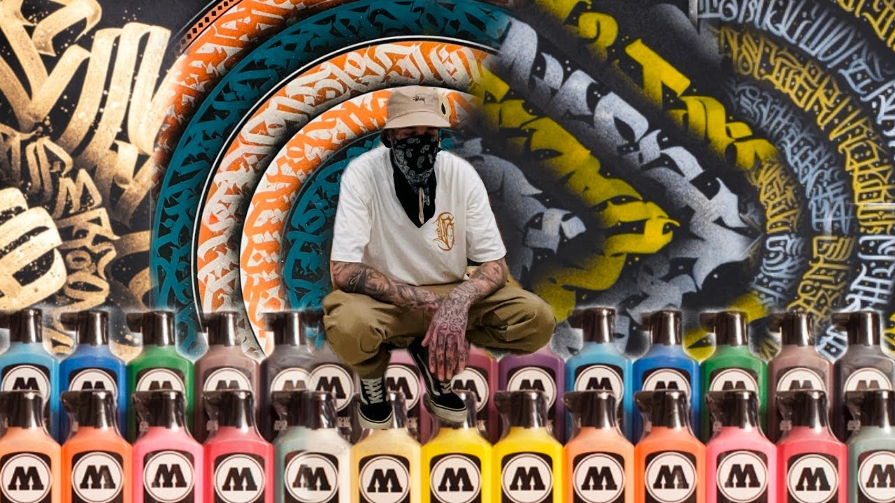 @Burnzyart CREATING a 17ft calligraffiti mural for a client in Spain, using Molowtow paint markers