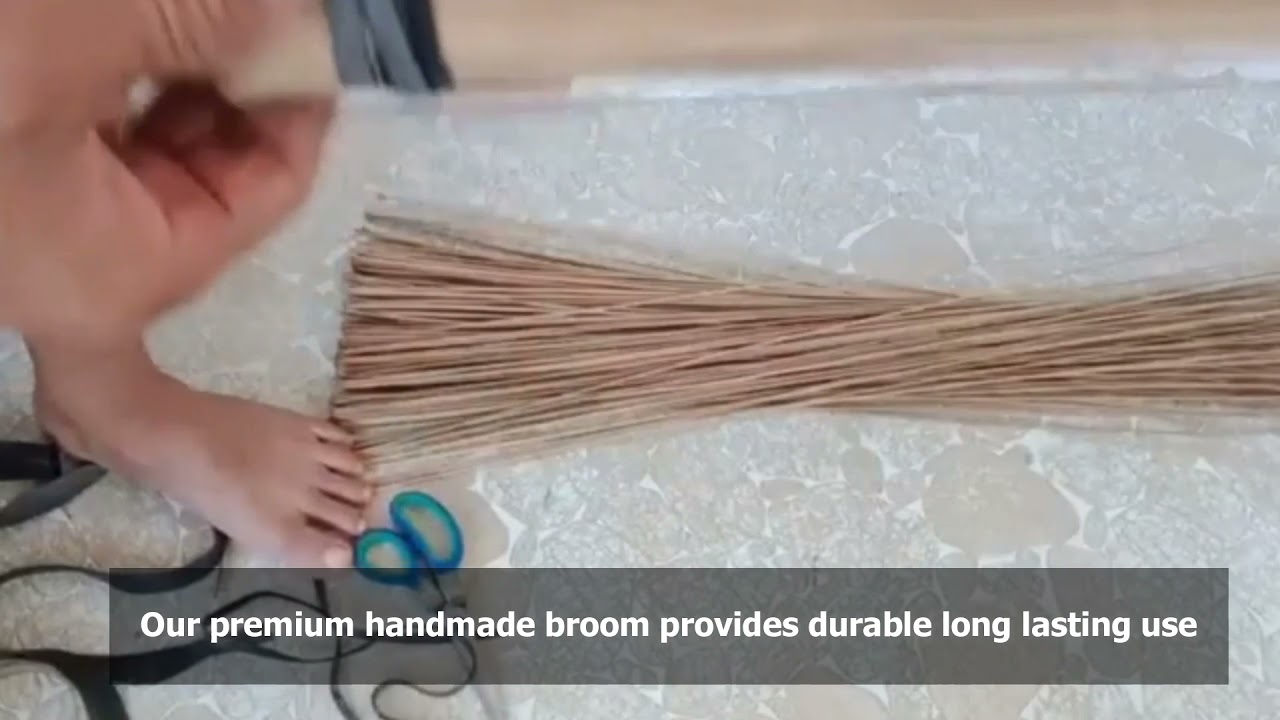 Authentic Thai Natural Coconut Stick Broom Multi-Surface Sturdy Handmade  for Sweeping all garbage