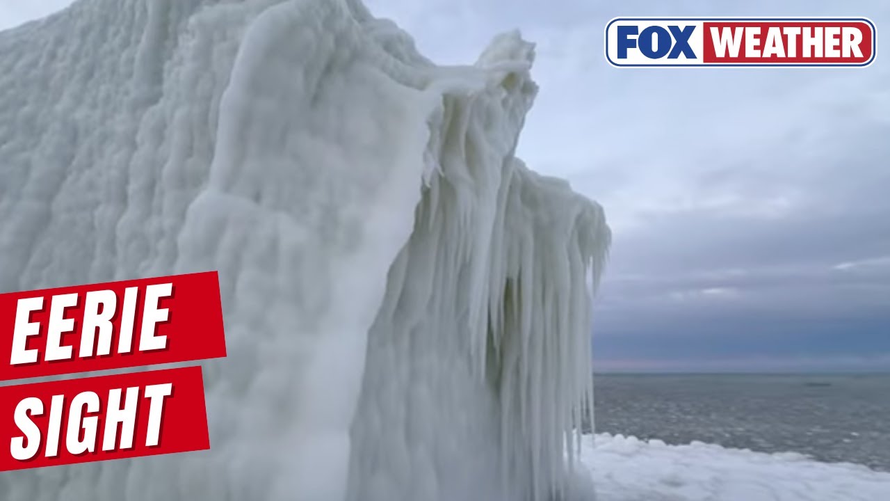 Eerie Sight: Bitter Cold Transforms Michigan Lighthouse Into 'Ice Monster'