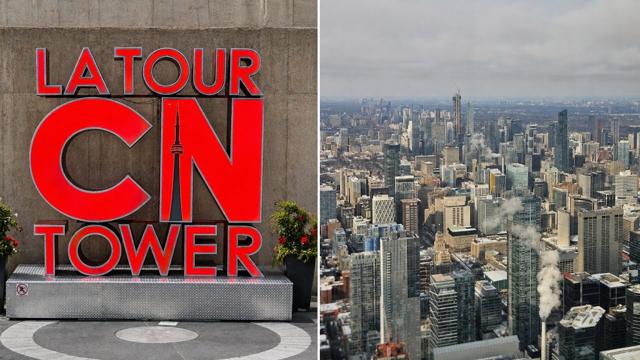 Going up The CN Tower and showing the view