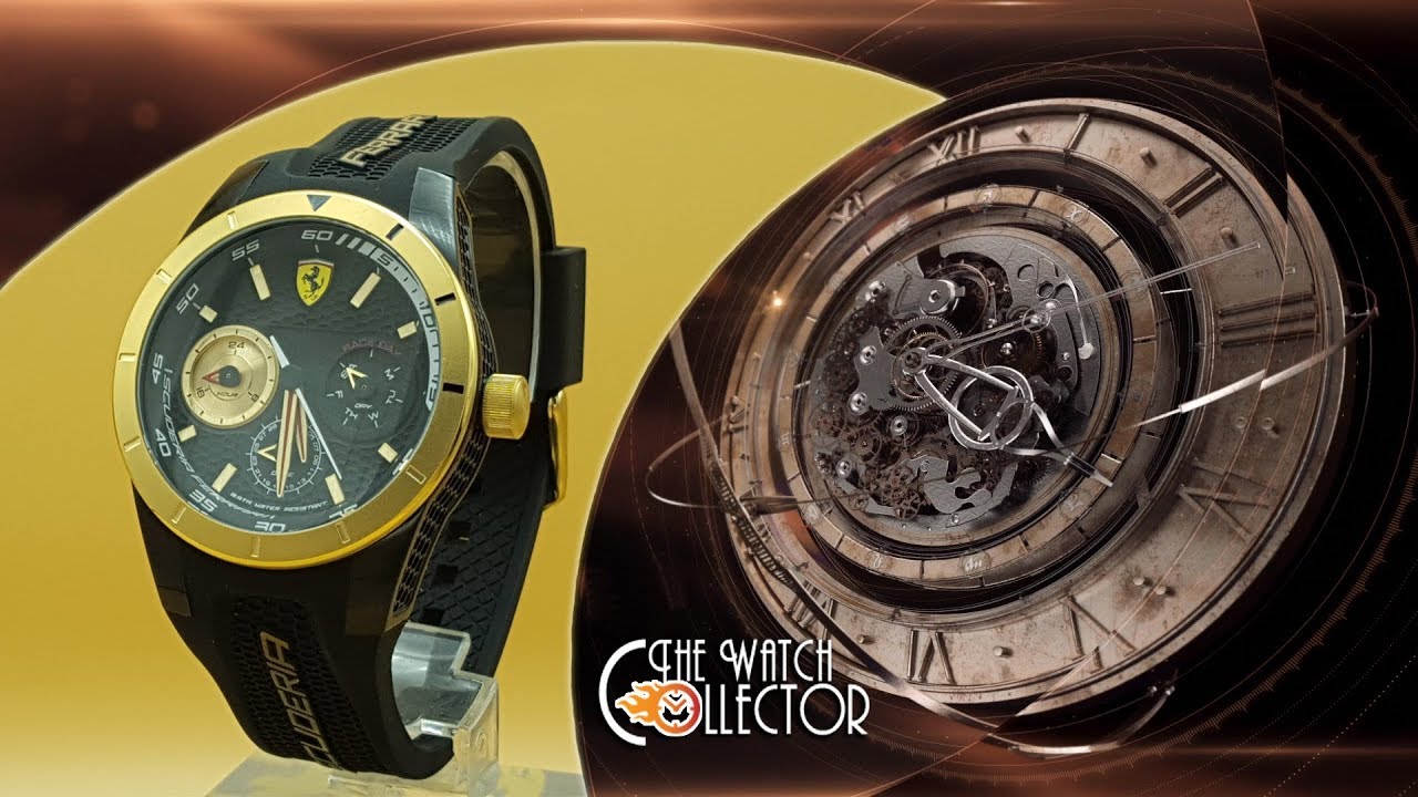 Unboxing of the Ferrari Scuderia Gold Black Silicone Band Watch - 830380 | The Watch Collector