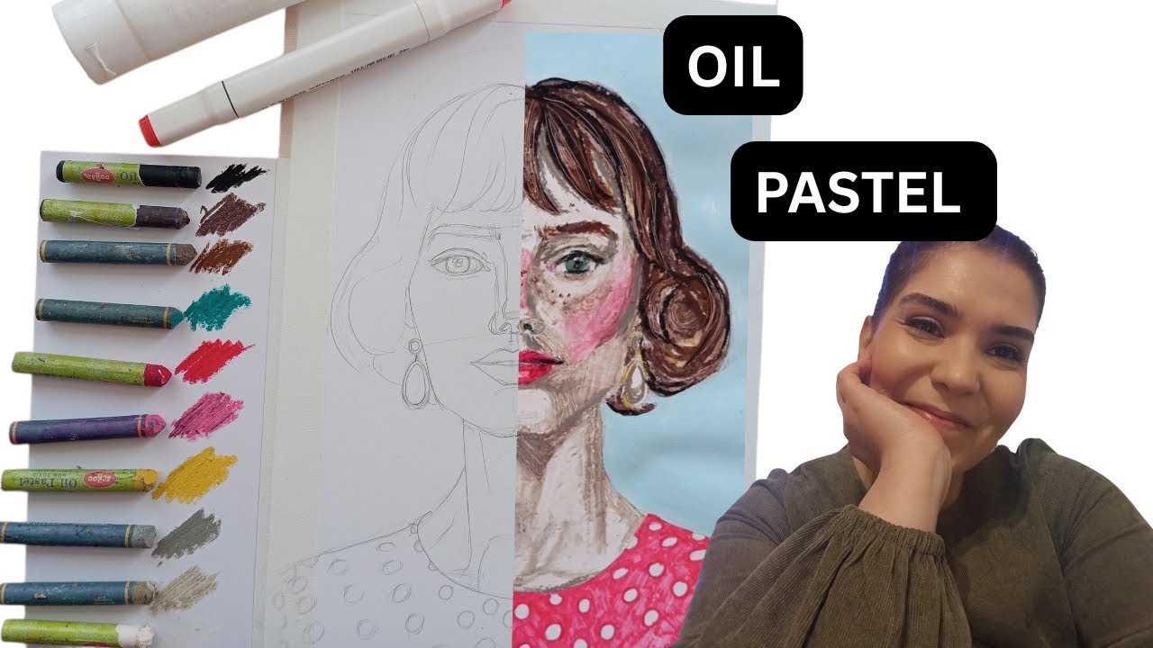 “Portrait Drawing Tutorial with Oil Pastels | Mixed Media with Markers & Acrylics”