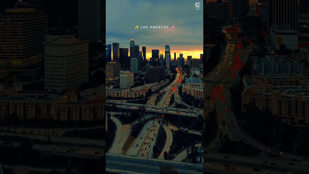 Los Angeles City at Night | Stunning Skyline Drone View #usa #losangeles #shorts