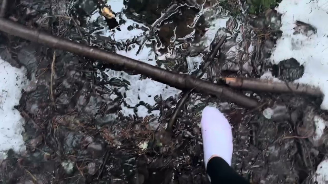 walk in snow and water with new white ankle socks