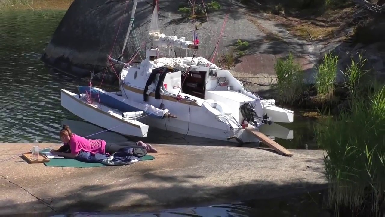 Small trimaran Stockholm Archipelago and M&auml;laren Lake  sailing 2017 ver.2