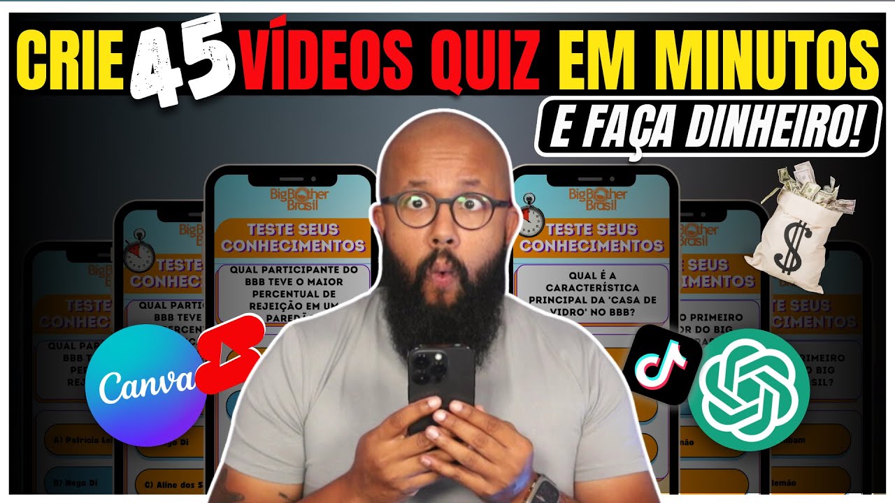 DINHEIRO F&Aacute;CIL CANVA: Crie 45 V&iacute;deos Quiz COM I.A EM M&Iacute;NUTOS e Monetize