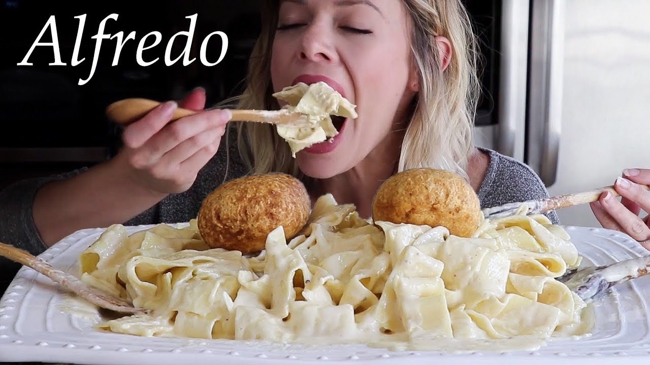Best Pappardelle Alfredo Recipe with Cheesy Stuffed Chicken | Mukbang!
