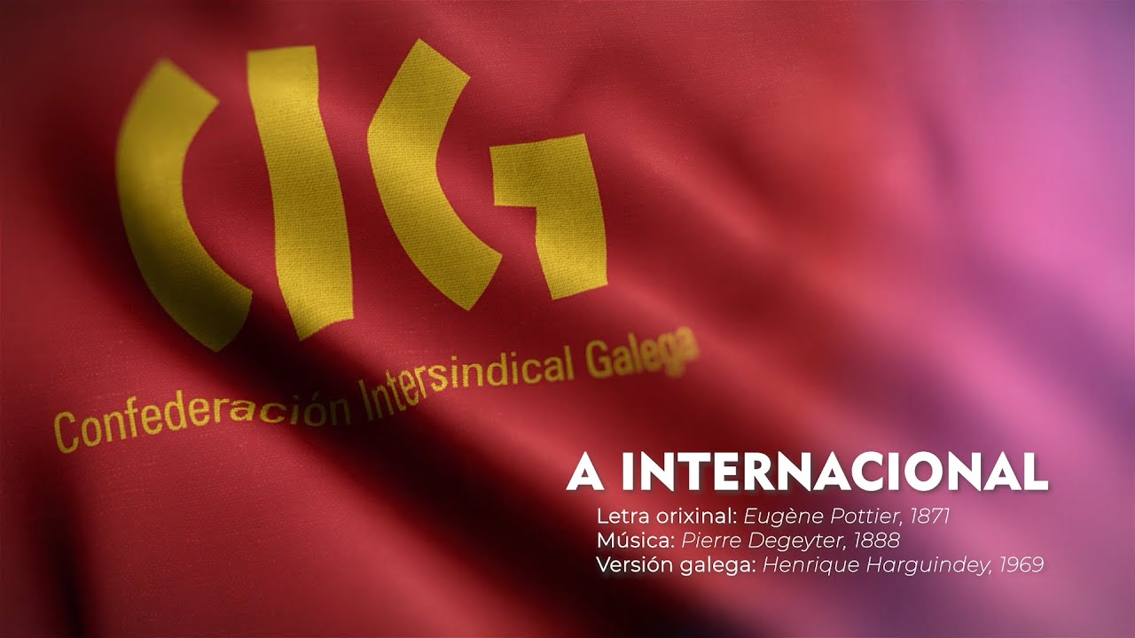 A Internacional en galego - #1deMaio ás 12h cántaa na xanela e axita as bandeiras vermella/da Patria