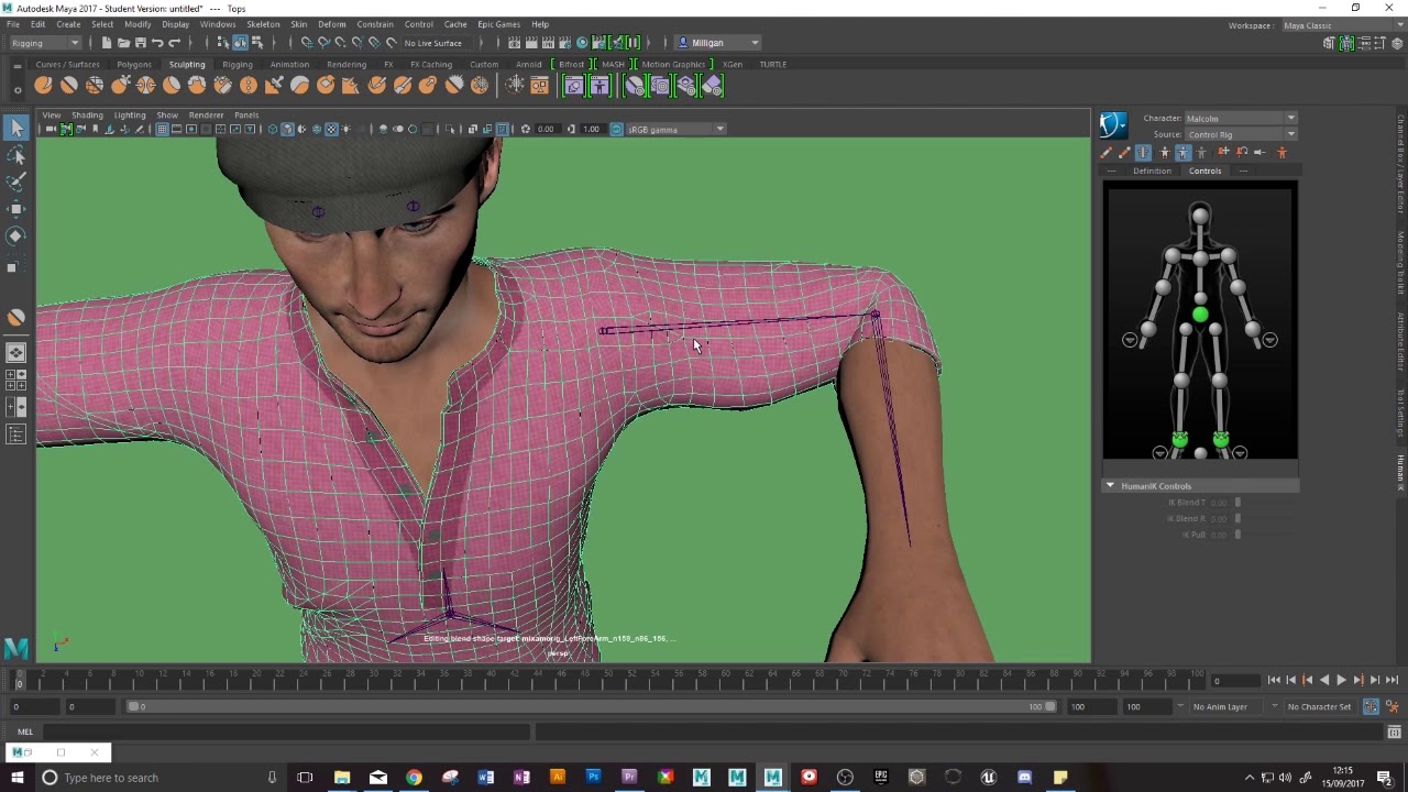 Advanced skin weighting in Maya: Pose space deformation
