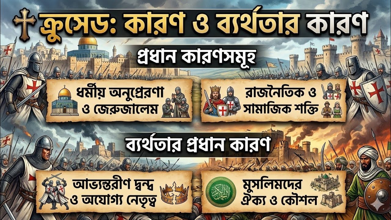 Crusade  ,cause of its failure. History ক্রুসেড তার কারণ ও তার ব্যর্থ তার কারণ।ইতিহাসের পাতা থেকে।