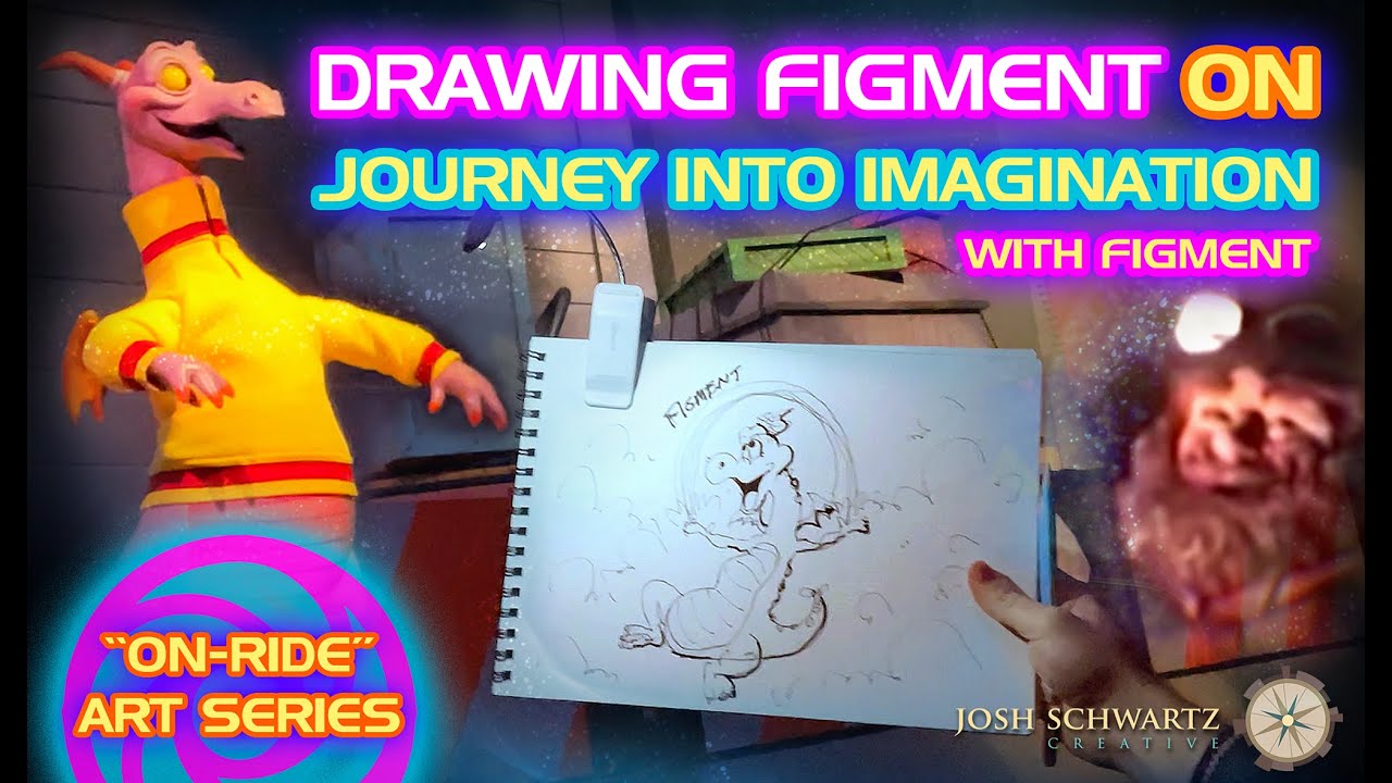Drawing Figment ON Journey Into Imagination 💥🎬🎨 | Epcot ON RIDE ART Series
