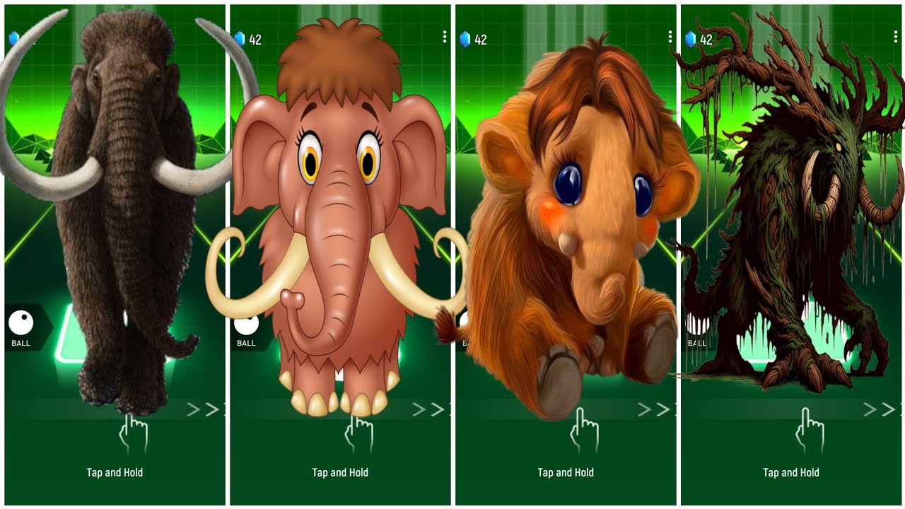 Tiles Hop - Mammoth🆚 Elephant 🆚 Funny Mammoth 🆚 Funny Elephant  🎶 Tiles Hop EDM Rush