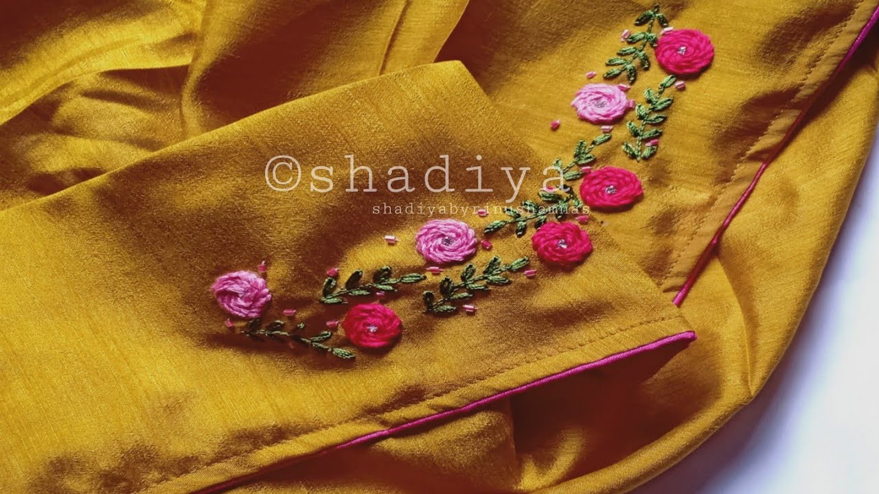 Beautiful hand embroidery border design for saree|plain saree embroidery design