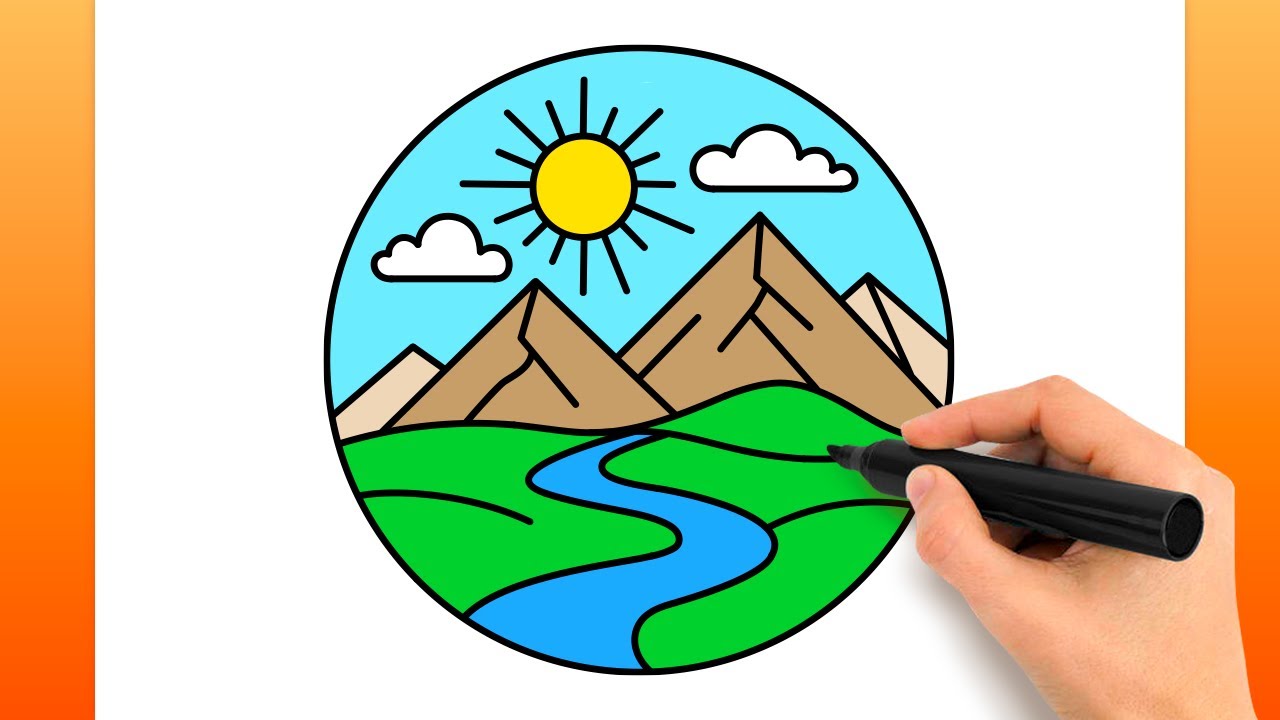Comment Dessiner Un Paysage Circulaire (Tutoriel De Dessin Facile)