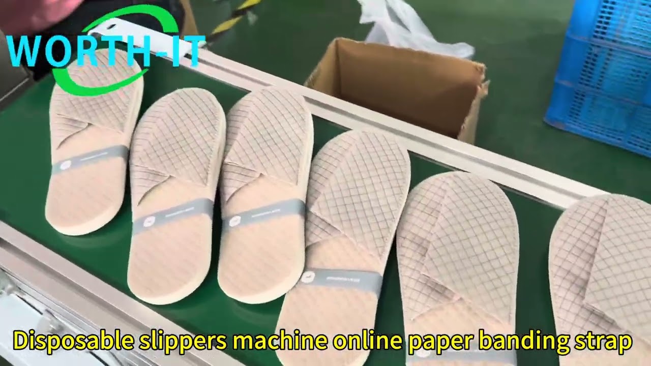 Travel kits luxury hotel disposable slippers auto pack paper banding machine