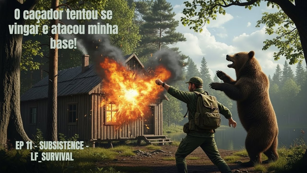 O CAÇADOR TENTOU SE VINGAR E ATACOU MINHA BASE!!!! Gameplay Tutorial - Subsistence - EP 11 PT BR