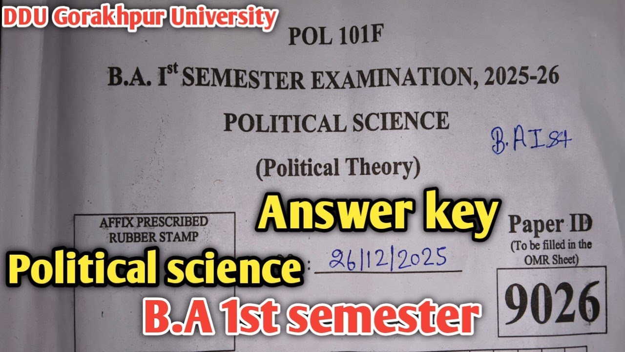 POL 101F Answer key || B.A 1st semester || 