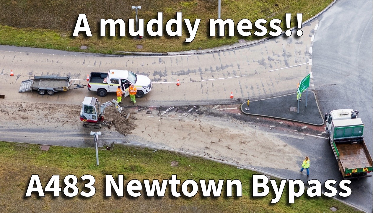 A483 Newtown Bypass - A Muddy Mess - Drone Video