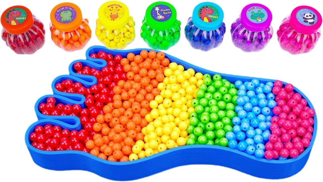 Satisfying Video l How To Make Rainbow FOOTS SLIME Bathtub FROM Mixing BEADS Cutting ASMR