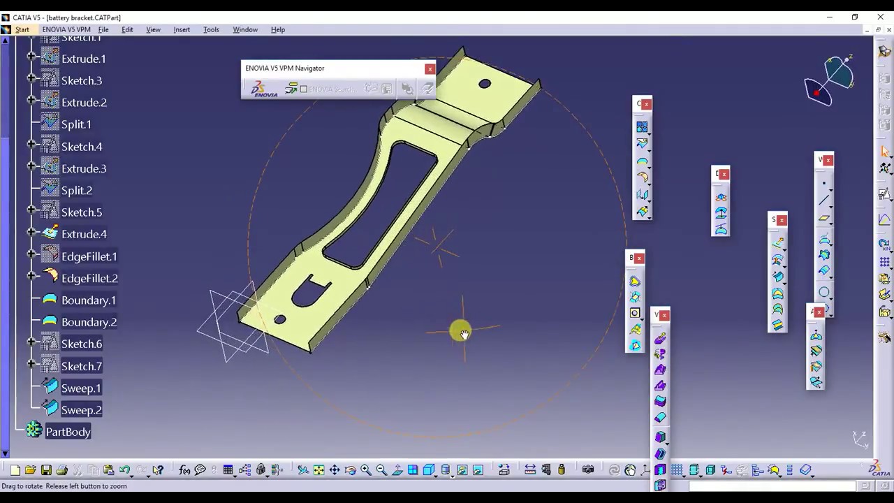 How to make battery bracket in catia tutorial