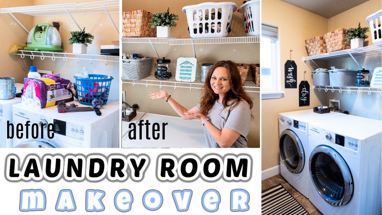 SMALL LAUNDRY ROOM MAKEOVER on a Budget | Before & After Transformation | Clean With Me