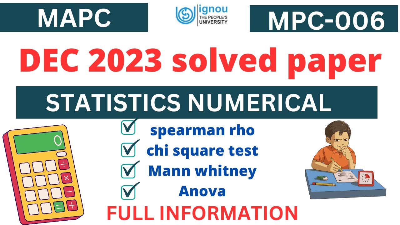 |Ignou mapc statistics solved question paper dec 23| IGNOU mpc-006 dec 2023 solved question paper|