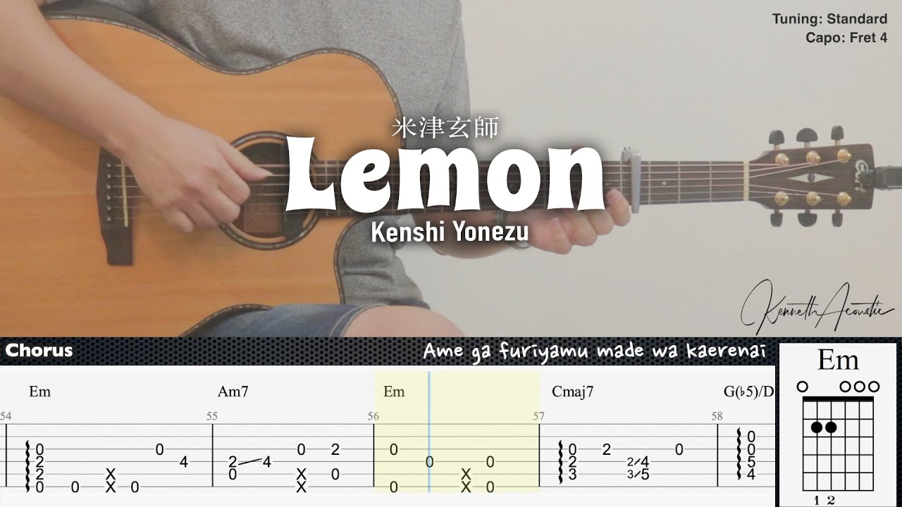 Lemon - 米津玄師 Kenshi Yonezu | Fingerstyle Guitar | TAB + Chords + Lyrics