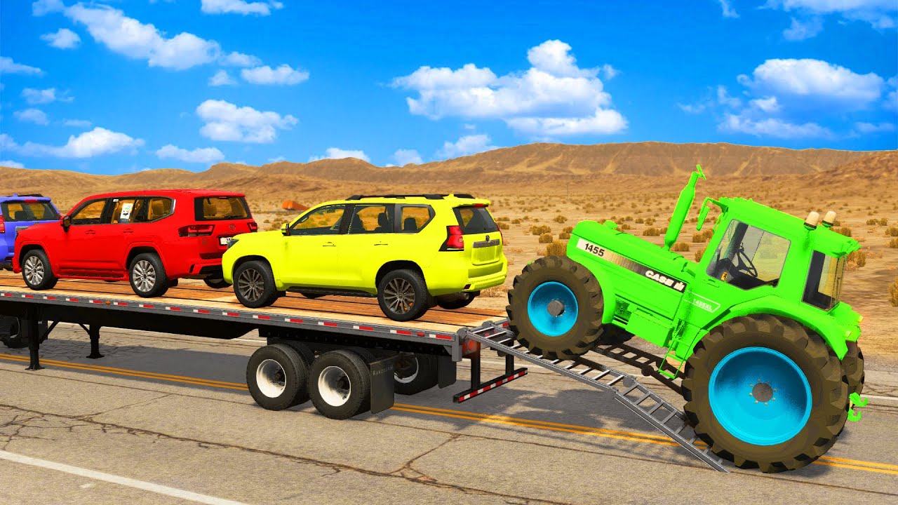 Flatbed Truck Mcqueen | Transportation with Truck - Pothole vs Car 