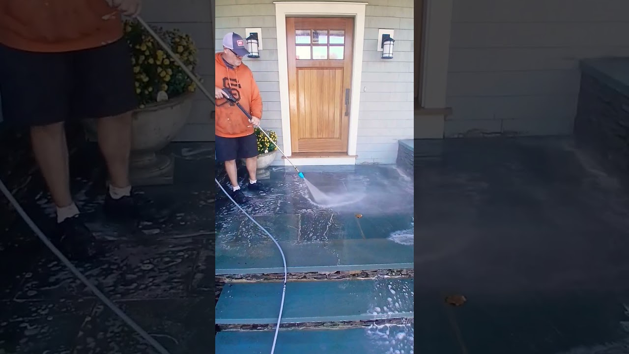 Pressure washing with a turbo nozzle #pressurewashing #turbonozzle