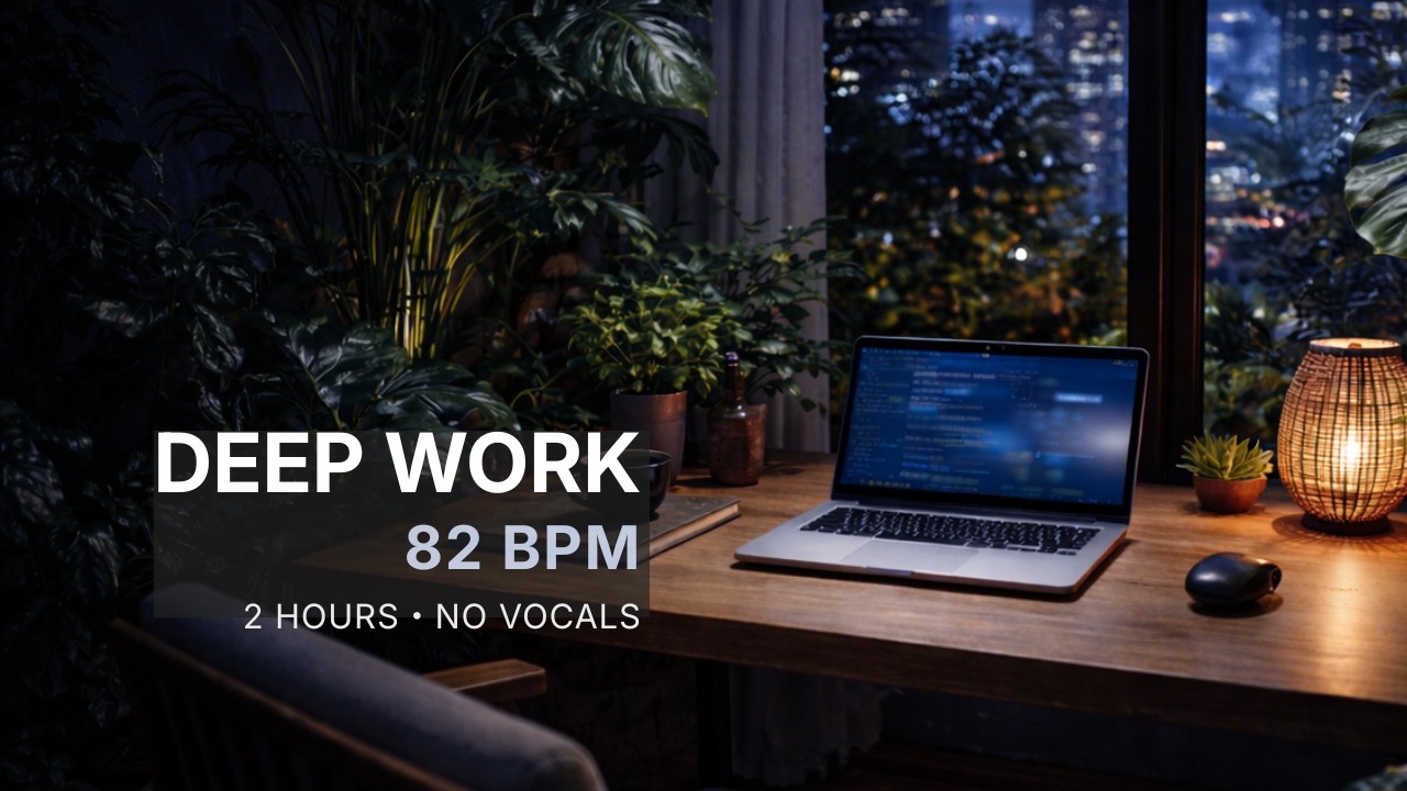 82 BPM Deep Work Music – Coding Focus (2 Hours, No Vocals)