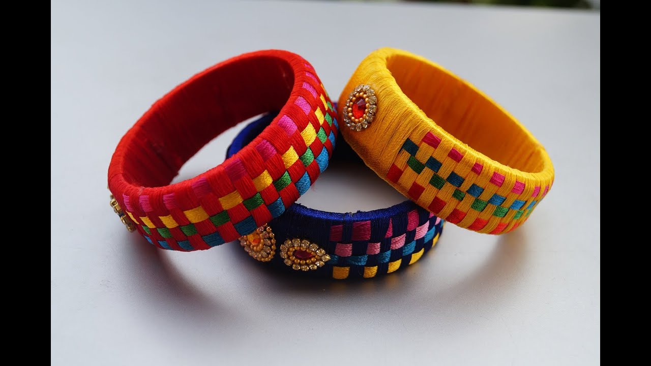 Making silk thread checker model bangles tutorial