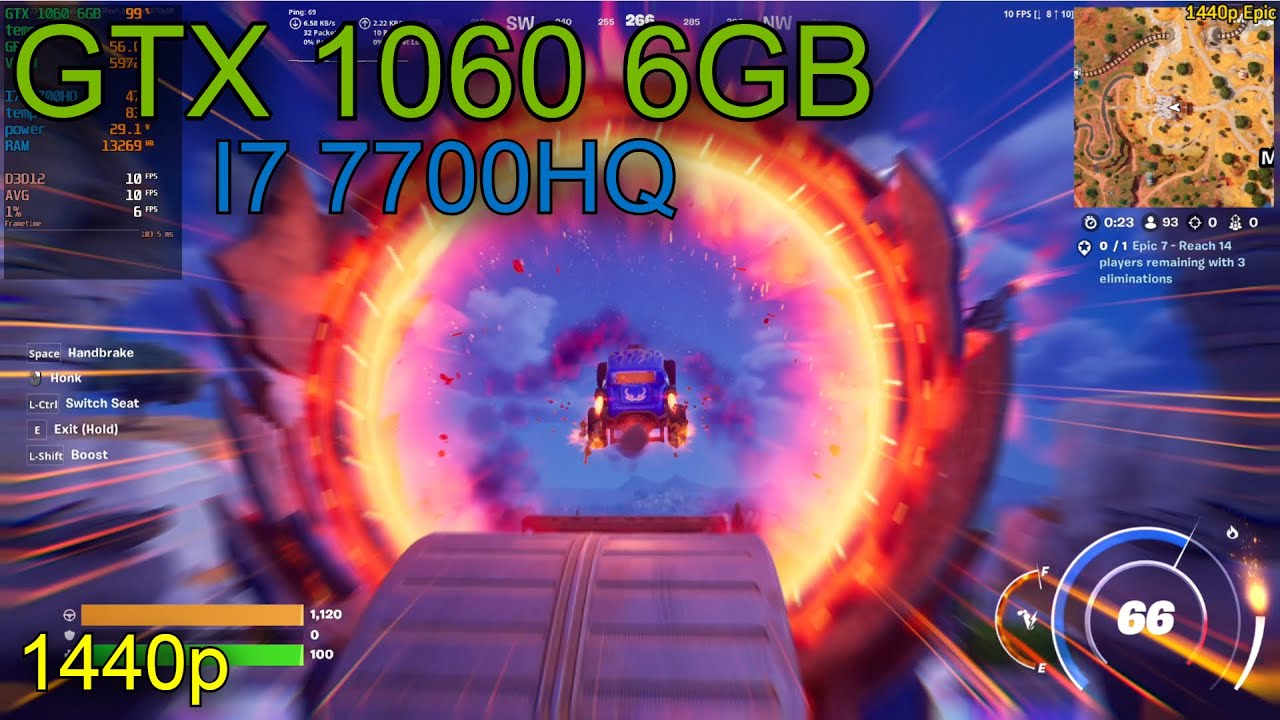 GTX 1060 6GB Laptop + I7 7700HQ - Fortnite - 1440p