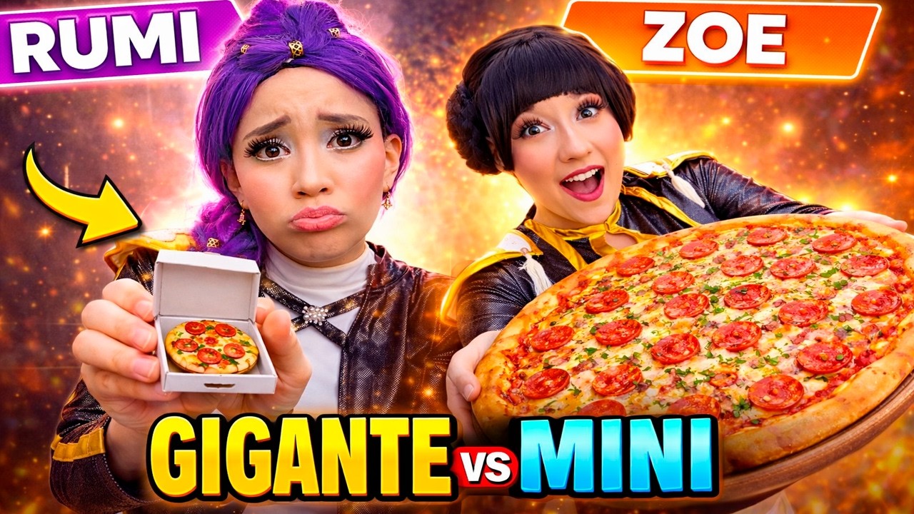 ¡RUMI VS ZOEY! COMIDA GIGANTE vs MINI... ¡No vas a creer que HUNTRIX ganó!🍔😱