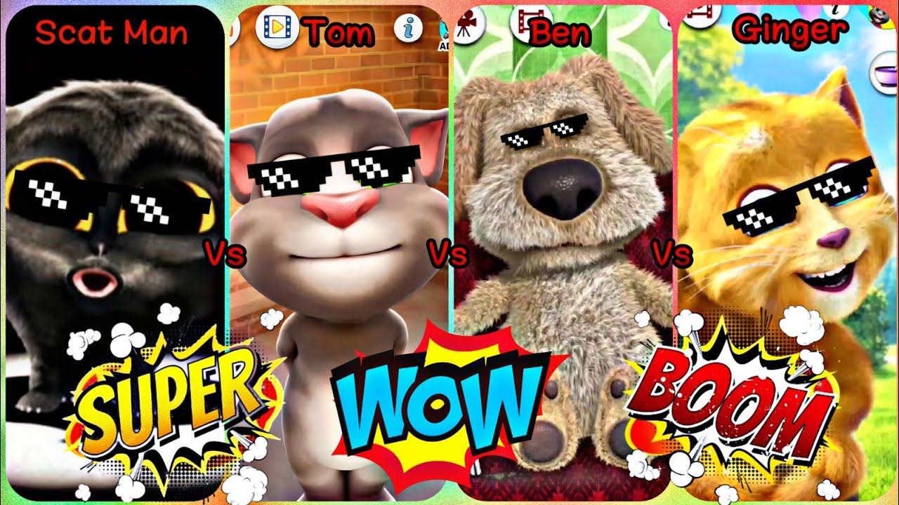 Scat Man Vs Tom Vs Ben Vs Ginger Who Is Best ? 👌 🤣 | Ski Ba Bop Ba Dop Bop Song 🎵😆 | Tom The Singer
