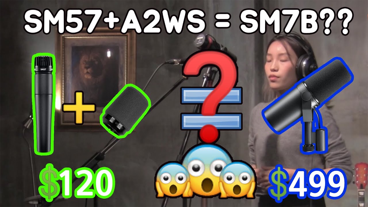 슈어 SM57(+A2WS 필터) vs SM7B (12만원 vs 50만원) 'SM57에 A2WS필터를 끼면 5배 가격에 마이크 SM7B와 맞먹는다?' 마이크 비교 영상