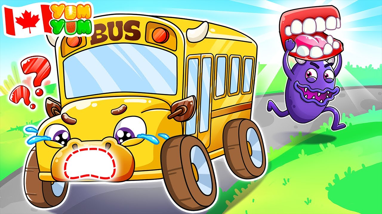 Funny School Bus Lost Teeth 😱 | Wheels On The Bus | YUM YUM Canada - Funny Kids Songs