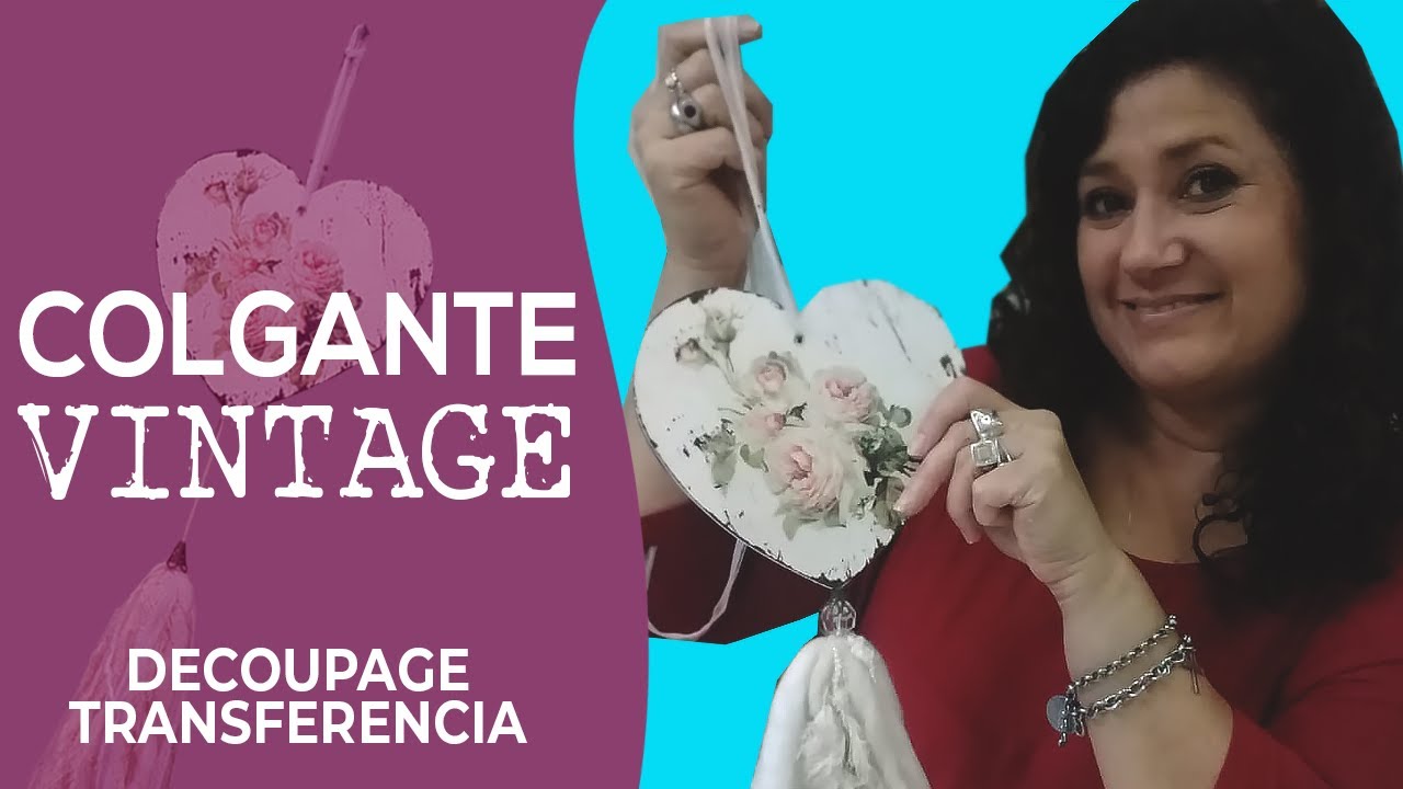 Colgante vintage - decoupage y transferencia