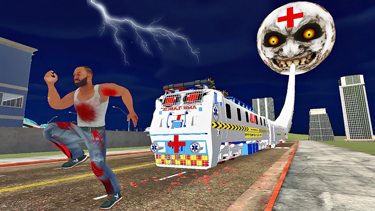 Largest Ambulance Moon Train Attack on Franklin - indian bikes driving 3d game 