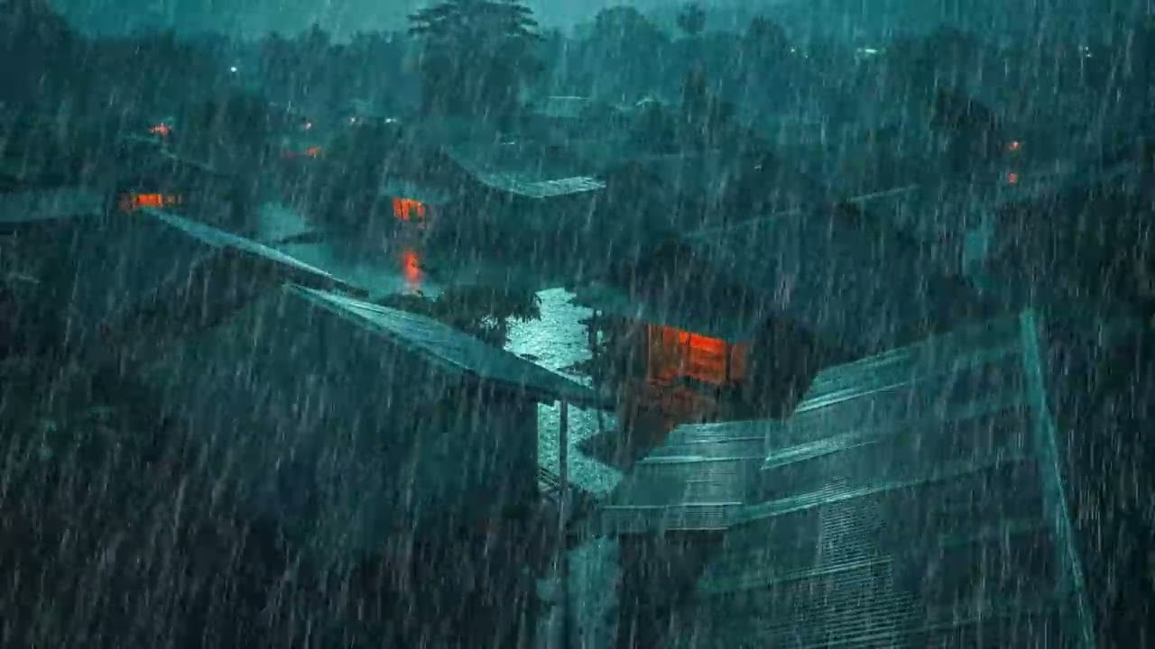 No Ads Rain Sounds for Sleeping - ASMR Powerful Heavy Rain On Tin Roof for Deep Night Calm