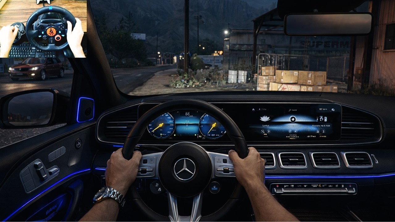 GTA 5 - Realistic Taxi driving Job in Mercedes-Benz GLE63 | Logitech G29 Steering Wheel Gameplay