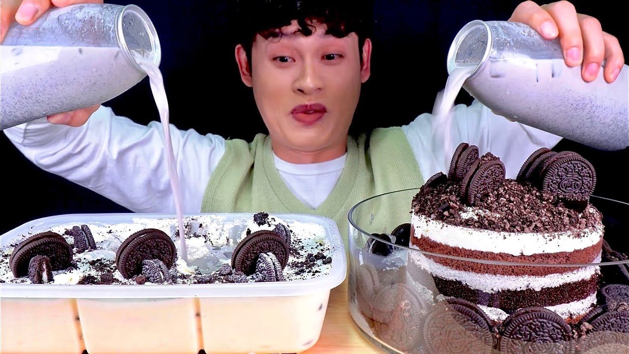 ASMR 투썸플레이스 쿠키 오레오 디저트 아이스박스파티팩 쿠앤크케이크 먹방~!! Cookie&Cream Cake Oreo Box Cake MuKBang~!!