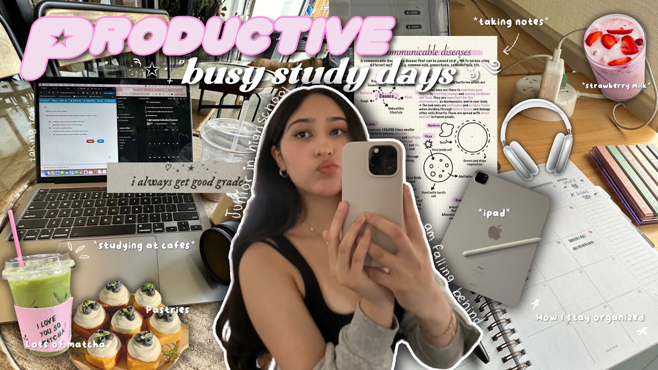 PRODUCTIVE ★ busy Study days vlog! | how i study, cafes, highschool | am falling behind