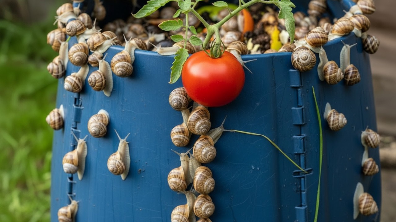 POV: You Thought the Mother Snail Would Win… But the Baby Climbed Higher 🐌🍅